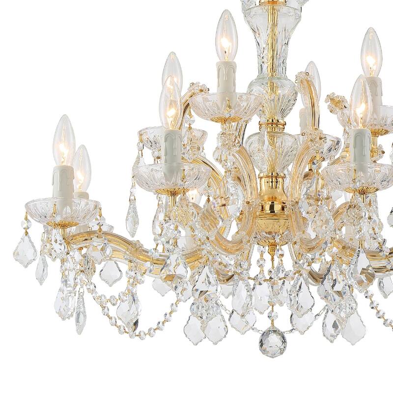 Maria Theresa 12 Light Swarovski Strass Crystal Gold Chandelier - 29'' W x 25.5'' H