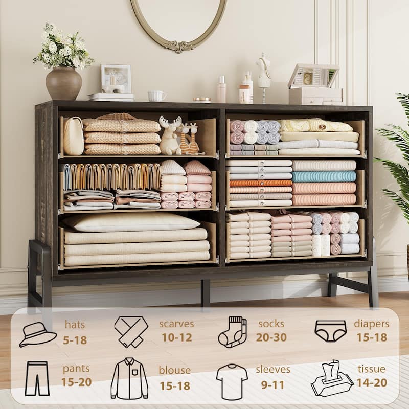 6 Drawer Dresser for Bedroom, Freestanding Wooden Chest Storage