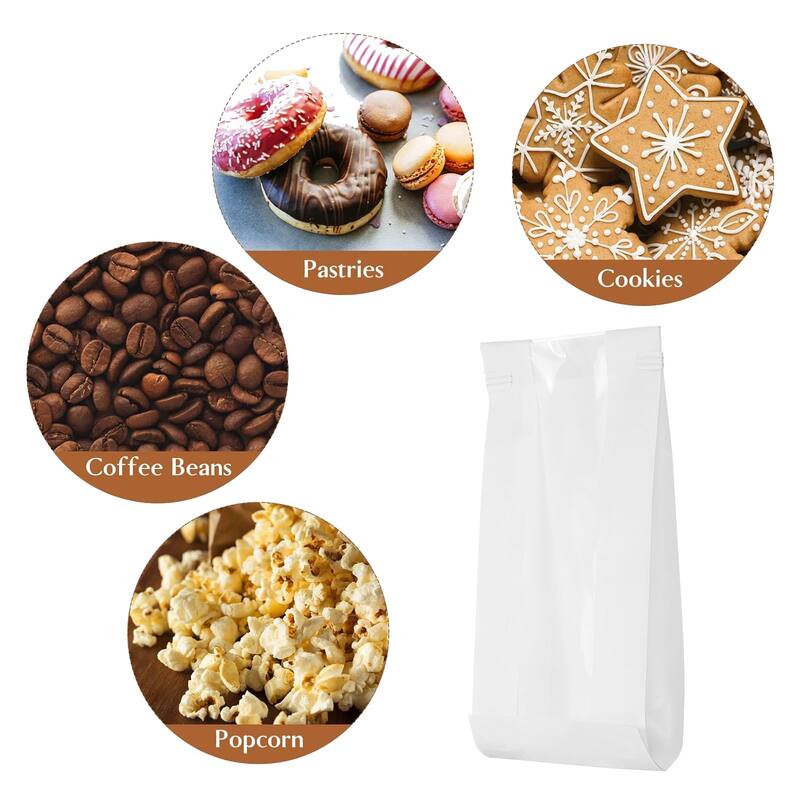 Bakery Bags with Window, Tin Tie Tab Lock Bags, White