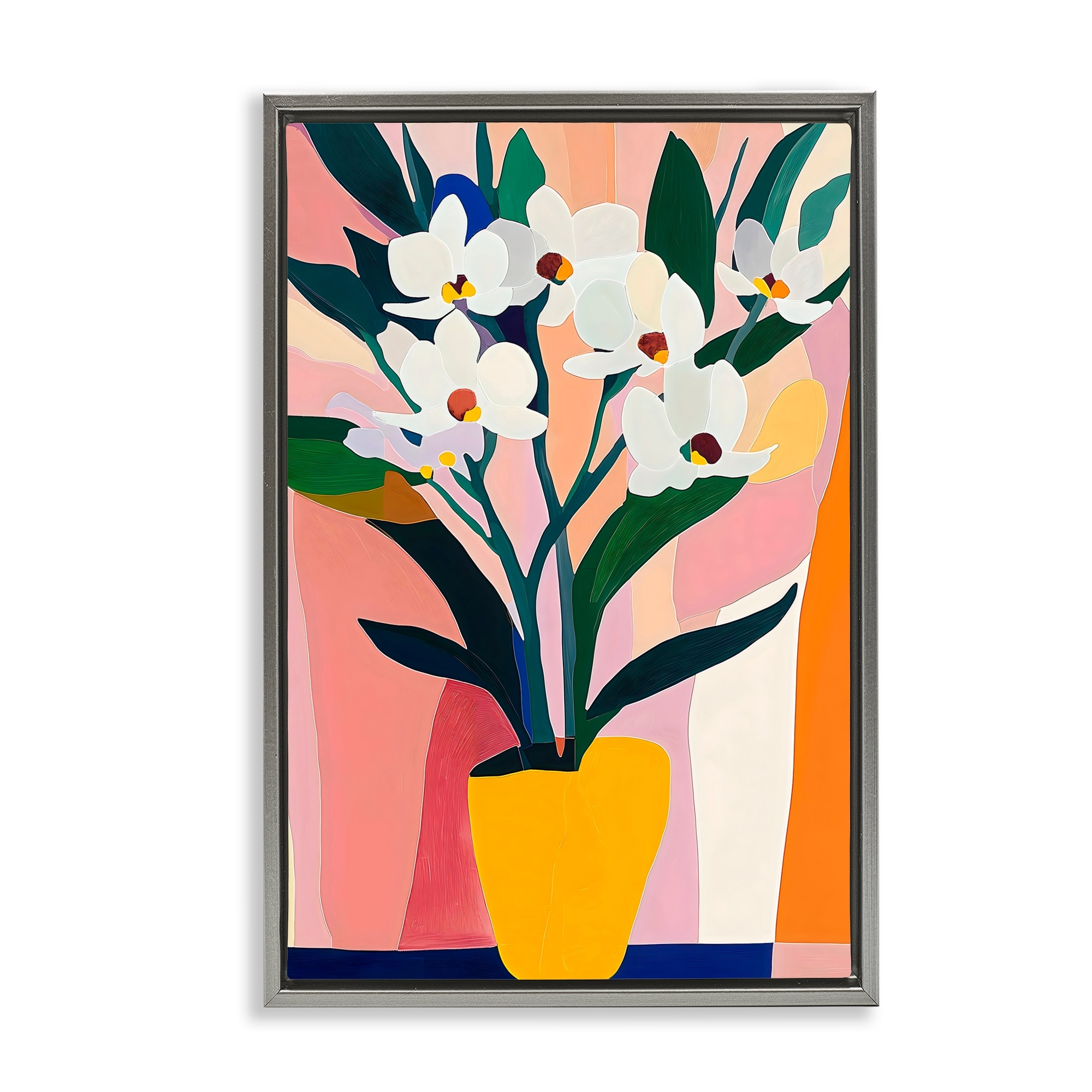 Stupell Yellow Vase Of Tall Flowers Framed Floater Canvas Wall Art Design By Creative Studio