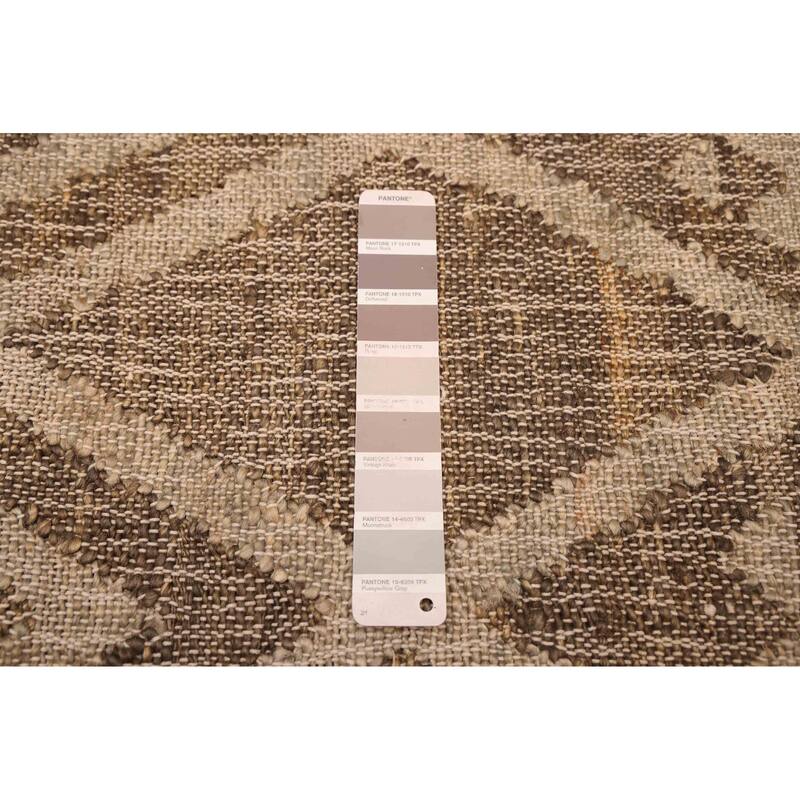 ECARPETGALLERY Flat-Weave Palas Denizli Taupe Jute Kilim - 5'6 x 7'5