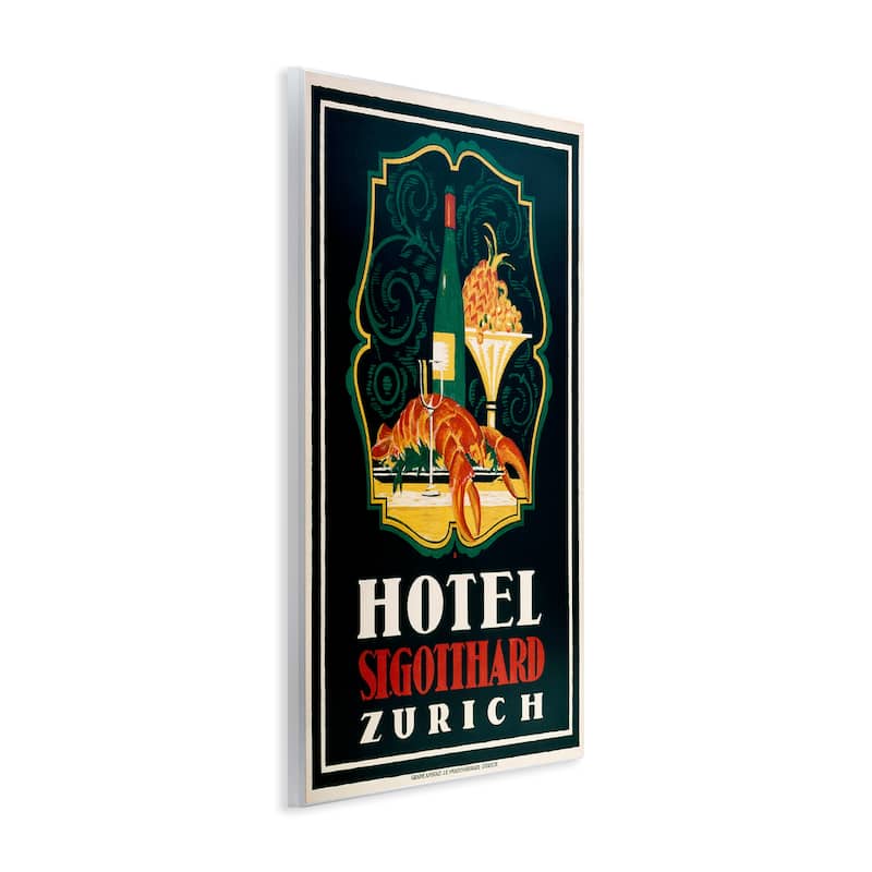 Stupell Vintage Hotel Zurich with Lobster Wall Plaque Art Design By Marcus Jules