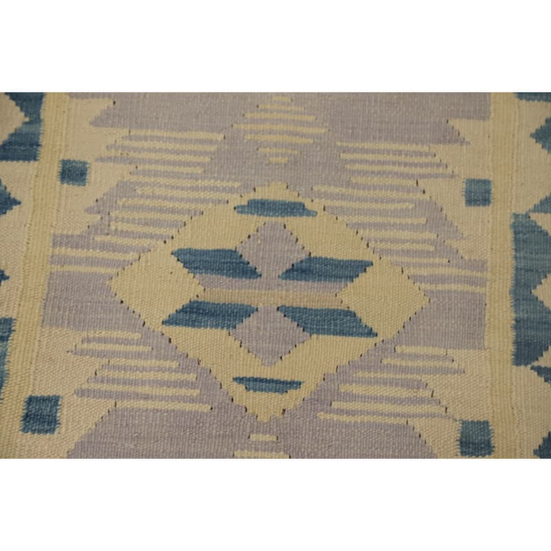 Hand Woven Oriental 100% Wool Carpet Southwestern Tribal Purples Kilim Area Rug - 4' 0'' X 2' 0''