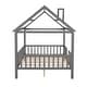 preview thumbnail 19 of 33, Full Size Wood House Bed with Fence, Playhouse Design for Kids, Sturdy Pine Construction, Customizable Decor