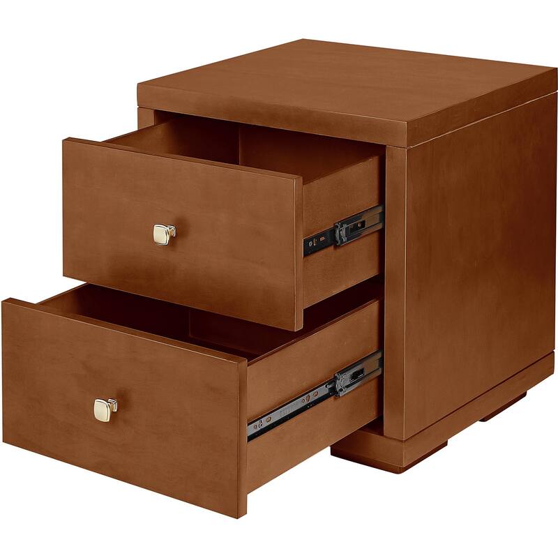 HomeRoots 19" Walnut Two Drawer Nightstand