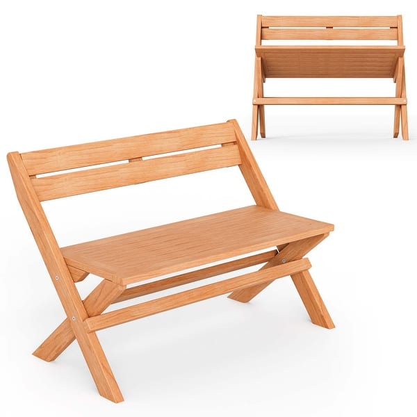 slide 2 of 11, Costway Patio Folding Chair Solid Teak Wood Slatted Seat Natural - See Details Natural