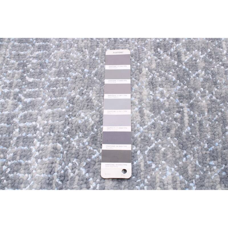 ECARPETGALLERY Hand-knotted Silk Shadow Dark Grey Wool Rug - 8'10 x 11'7