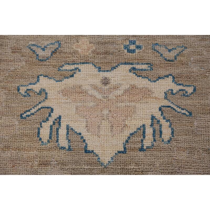 Hand Knotted Oriental 100% Wool Carpet Transitional All-Over Beige & Ivories Oushak Area Rug - 12' 0'' X 8' 1''