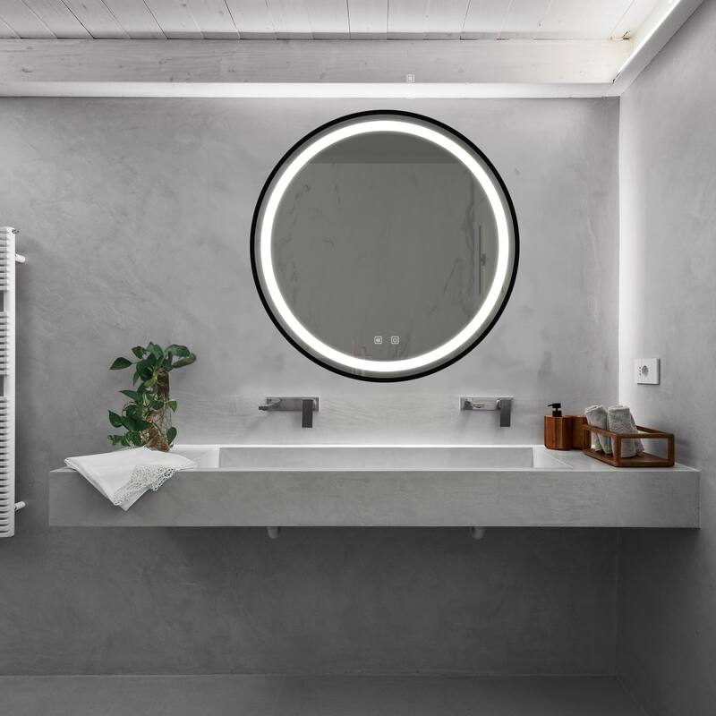 Aluminum Frame Bathroom Mirror Dimmable Touch - 24"x24"