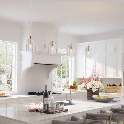 Modern Mini 1-light Brass Gold/ Black Seeded Glass Kitchen Island Pendant Lights for Bar