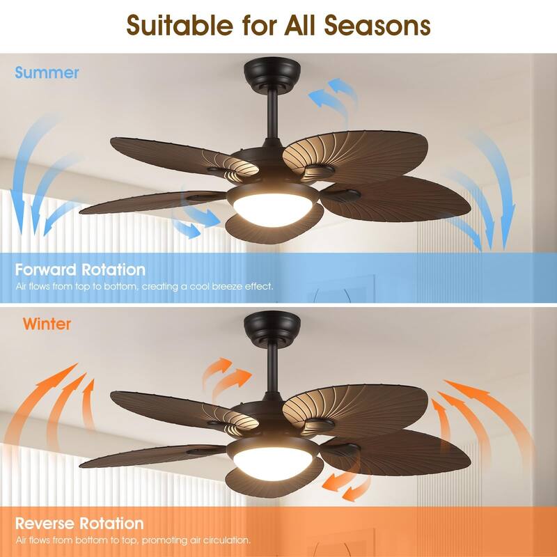 44" Tropical Ceiling Fan with Light and Remote,Outdoor Ceiling Fan, Waterproof - 44 Inches