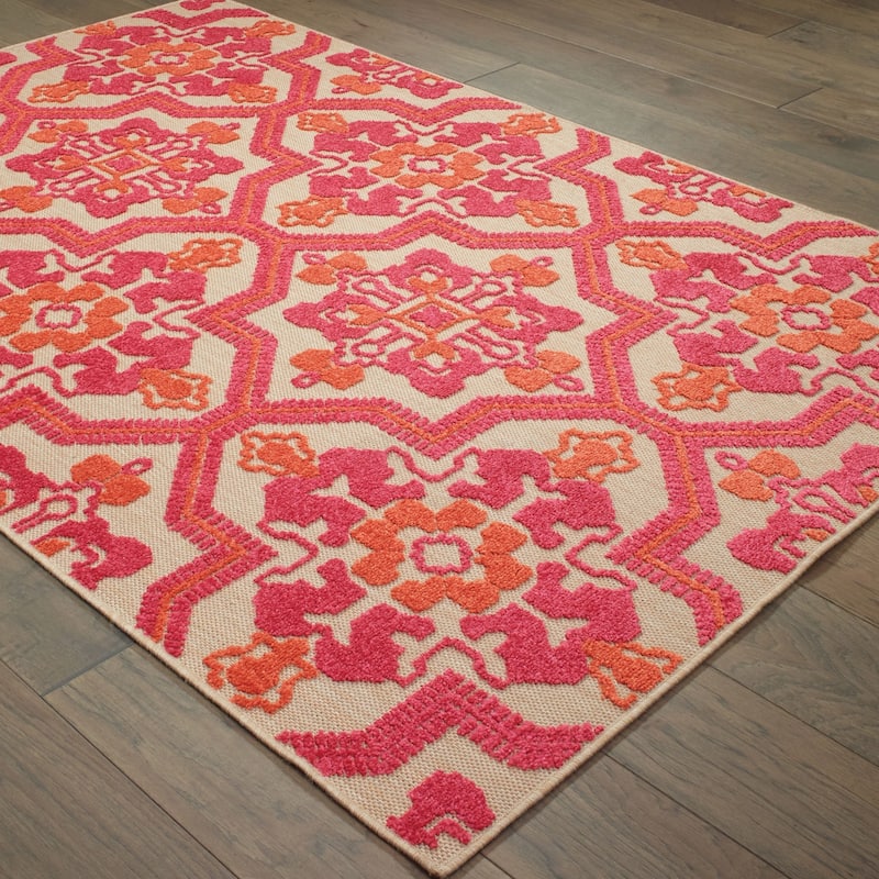 Style Haven Cara Mixed Pile Floral Medallions Indoor/ Outdoor Area Rug