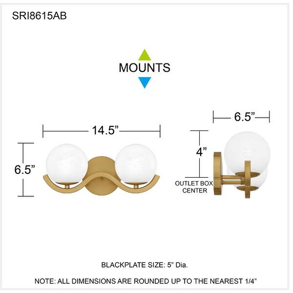 Spherical 2-Light Aged Brass Bath Light