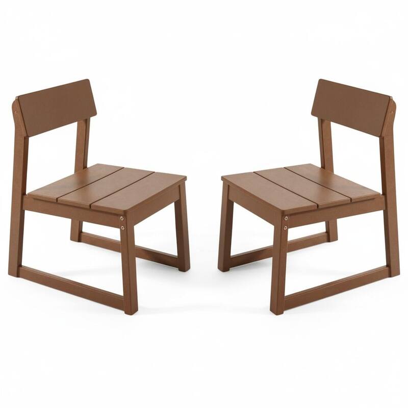 2-Pack HDPE Indoor/Outdoor Dining Chairs, All-Weather Garden & Patio Side Chairs with Modern Backrest - Brown