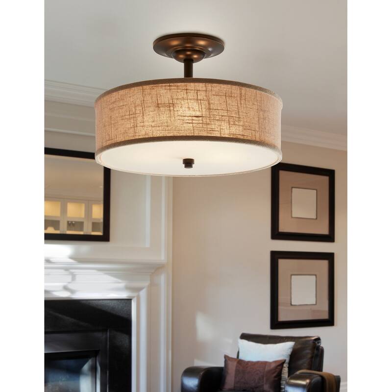 Cloverdale 3-Light Semi-Flush Mount in Mottled Cocoa