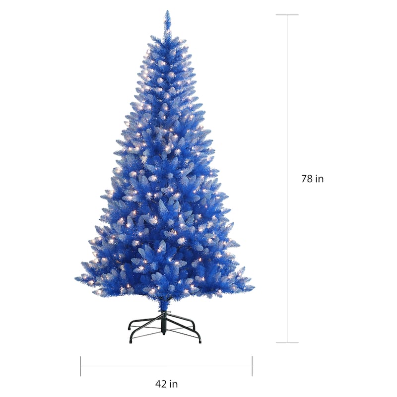 Puleo International 6.5 ft. Pre-Lit Fashion Blue Artificial Christmas Tree