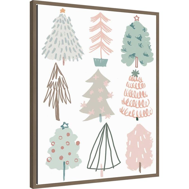 Christmas Tree Sketchbook I by June Erica Vess (23 x 28 in.), Framed Canvas Wall Art Print - Sylvie Dark Gold