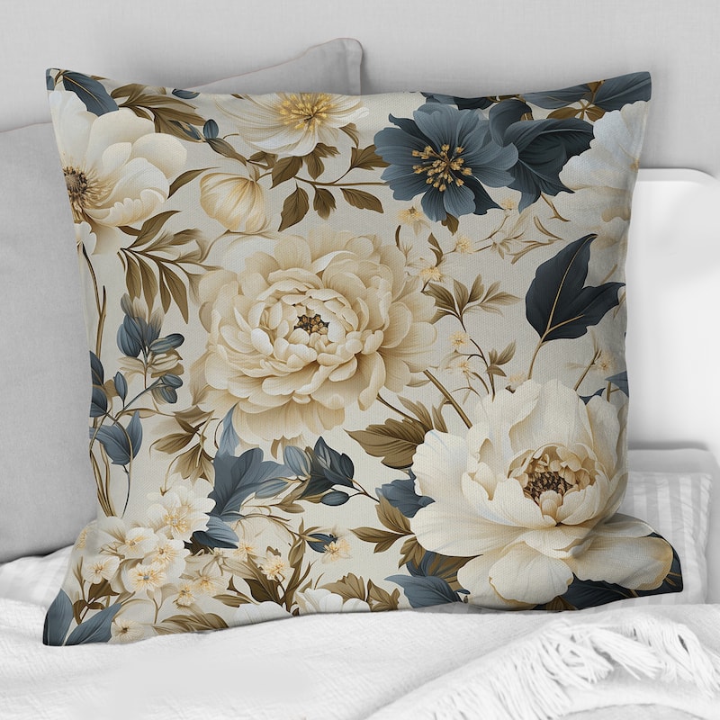 Designart "Vintage Flora I" Plants Printed Throw Pillow - 18 x 18