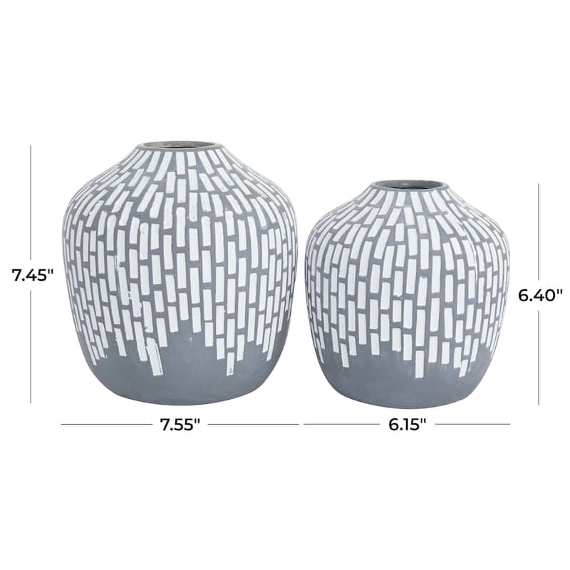 Ceramic Mosaic Inspired Decorative Vase - Set of 2 Gray - Roche River Decor