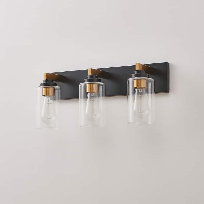KAWOTI 3-Light Bathroom Vanity Light with Clear Glass Shade