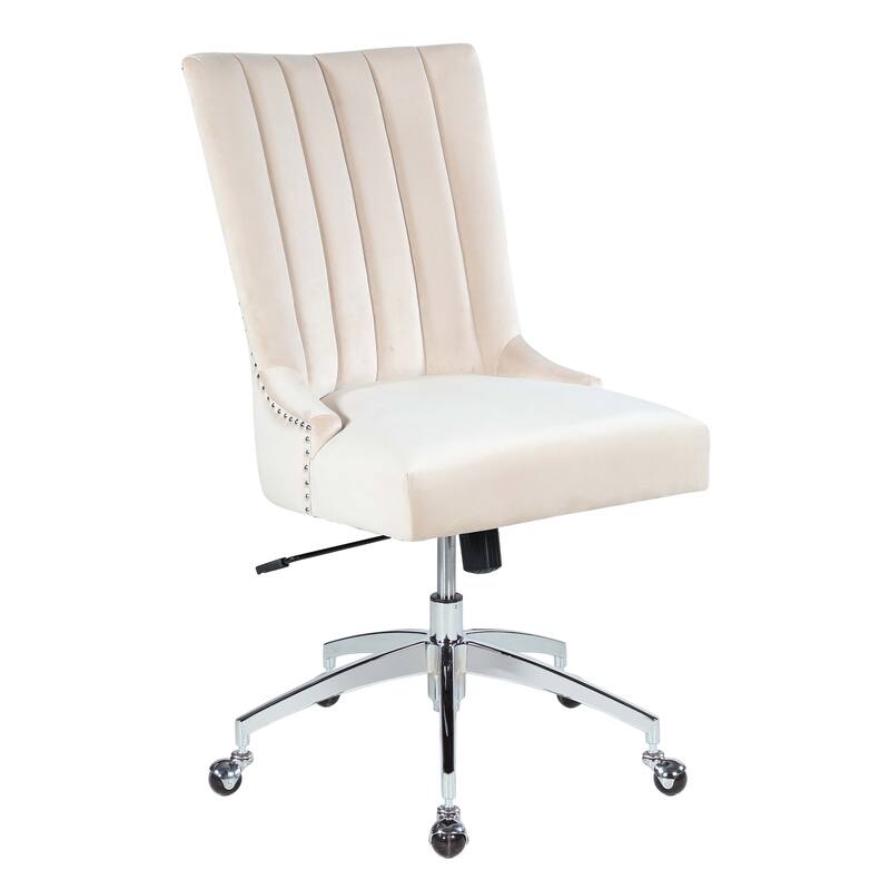 Somette Swivel Computer Chair in Beige Velvet