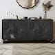 Carved Floral Door Large Storage Cabinet with Metal Handle for Living Room, Kitchen, Entryway