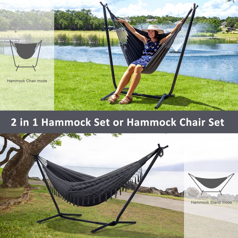 10.7 ft. 2-Person Brazilian-Style hammock with Stand - Convertible