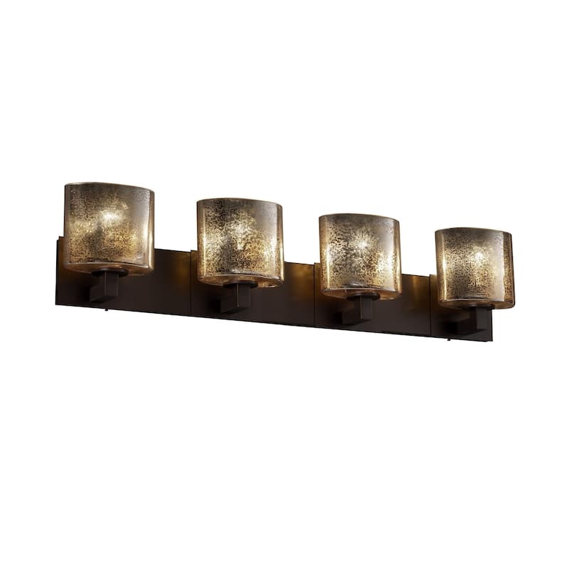 Justice Design Fusion Modular 4-light Dark Bronze Bath Bar, Mercury Oval Shade