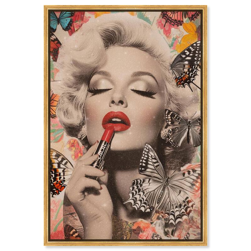 Iconic Lady Butterfly Collage Canvas by Art Remedy - 16" x 24" - Gold