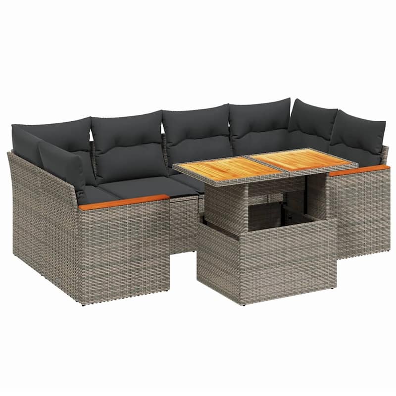 vidaXL Garden Sofa Set Gray PE Rattan Modular Garden Sofa Set - 21.7 x 39.4 x 28.7