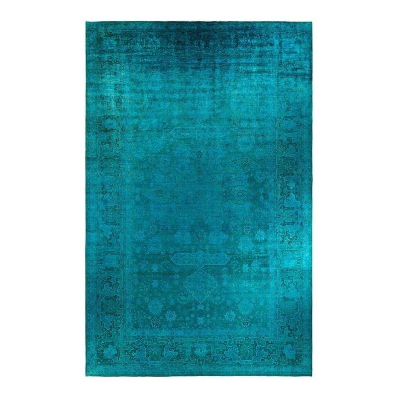Overdyed, One-of-a-Kind Hand-Knotted Area Rug - Blue - 11' 4" x 17' 6"