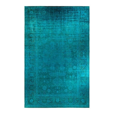 Overdyed, One-of-a-Kind Hand-Knotted Area Rug - Blue - 11' 4" x 17' 6"
