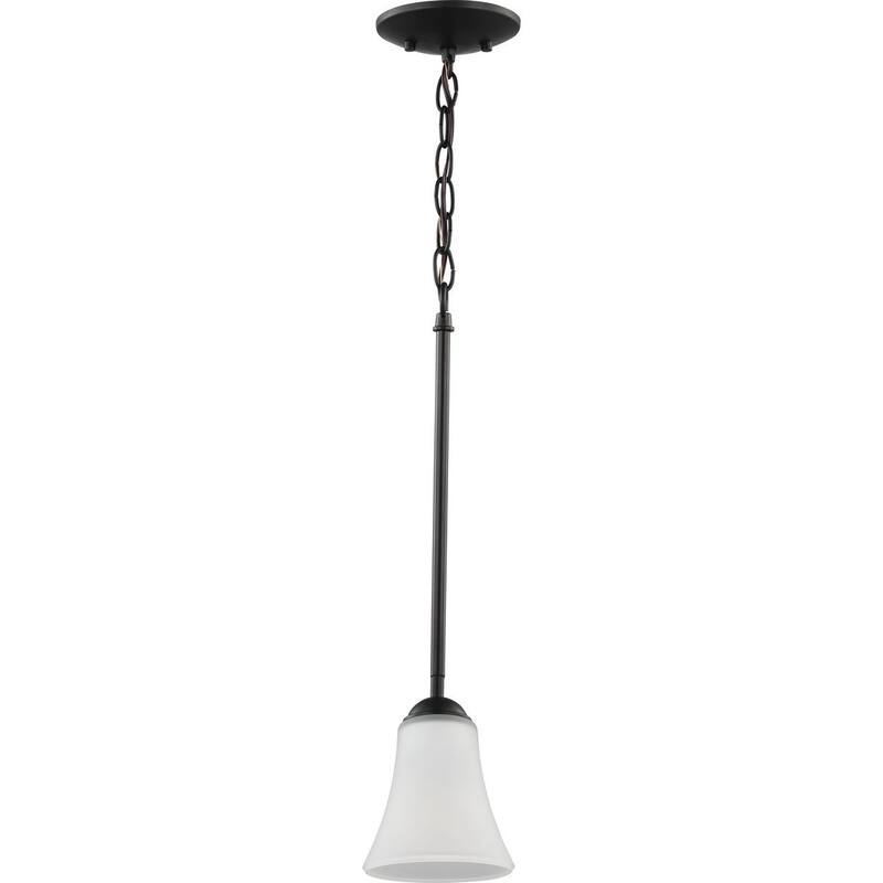 Classic Collection One-Light Antique Bronze Etched Glass Traditional Pendant Light - 7.480" x 14.570" x 9.250"
