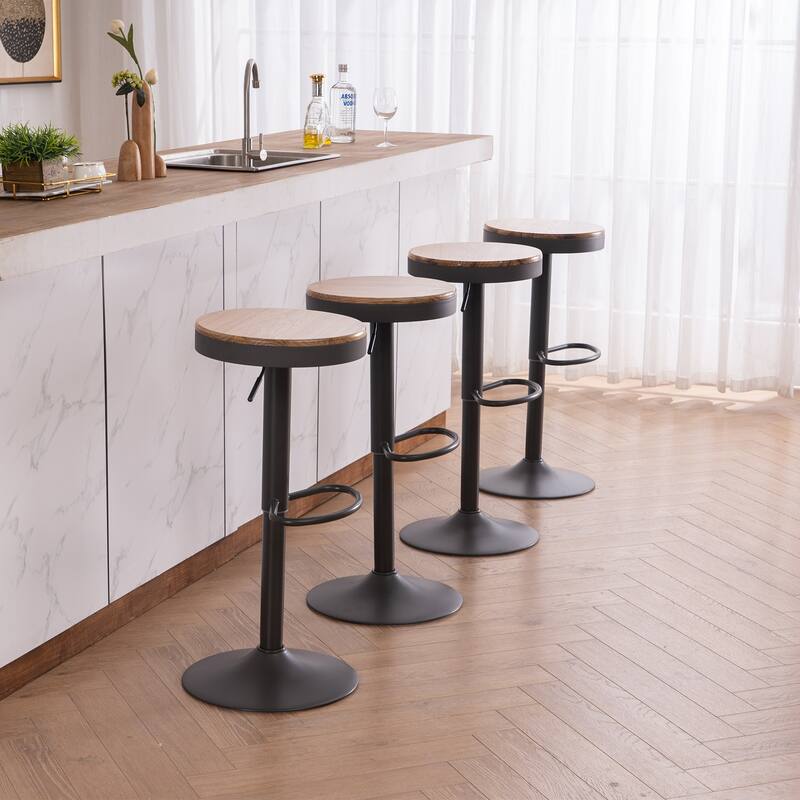 Adjustable Swivel Bar Chairs Backless Round Barstools Set of 2