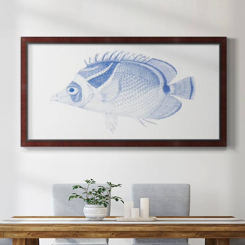Blue & White Tropical Fish IV Premium Framed Canvas- Ready to Hang