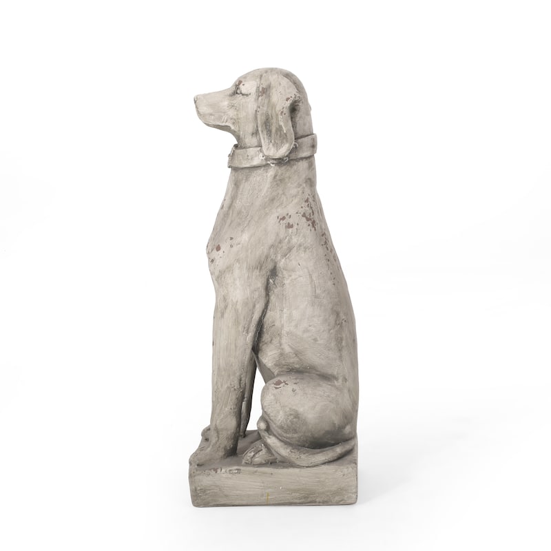 Gomer Outdoor Cast Stone Outdoor Dog Garden Statue by Christopher Knight Home