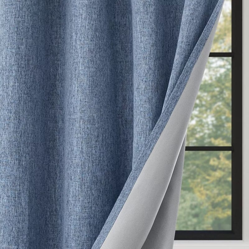 Linen Texture 100% Blackout Grommet Curtain Pair(2 panels)