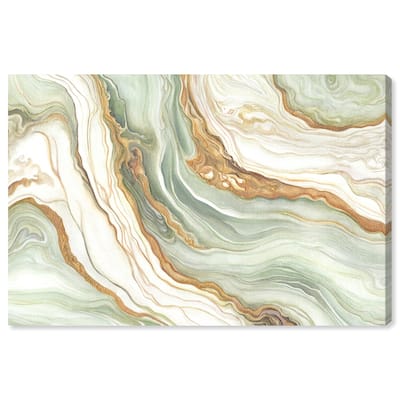 Art Remedy Green And Gold Gallery Wrapped Mineral, Agate & Geode 1 Piece Canvas Wall Art