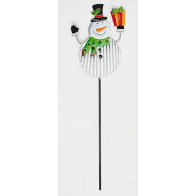 16" Iron Snowman Christmas Holiday Indoor Outdoor Pick, Set of 3 - Multicolor - 16