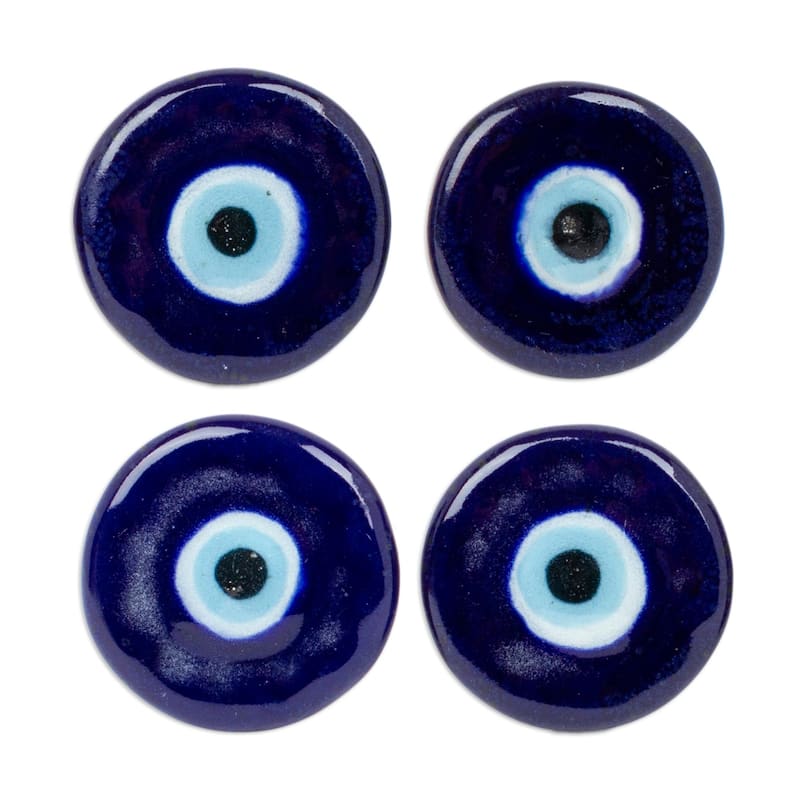 Novica Handmade Deep Glances Ceramic Knobs (Set Of 4)