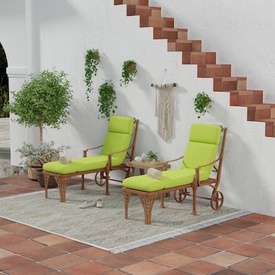 Sunbrella 72" x 22" Green Solid Outdoor Chaise Lounge Cushion with Ties and Loop - 72'' L x 22'' W x 3.5'' H