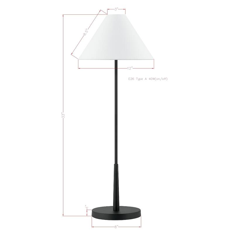 Barry 32" Buffet Lamp with Linen Shade, Black