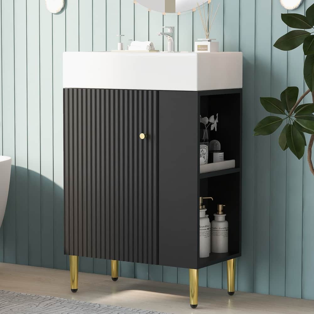 GDFStudio - Aria Modern Bathroom Vanity Combo Cabinet with Single Ceramic Sink