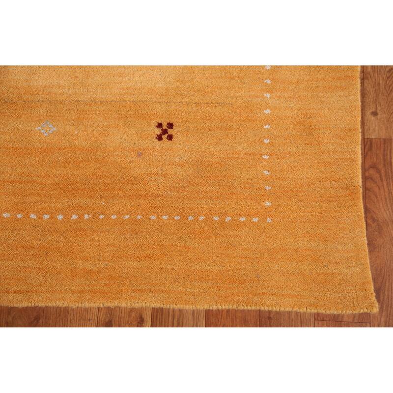Hand Knotted Oriental 100% Wool Carpet Tribal Tribal Yellow & Gold Gabbeh Area Rug - 6' 4'' X 4' 7''