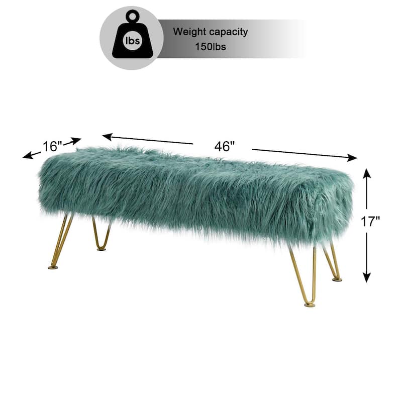 Home Soft Things Mongolian Ottoman Bench with Gold Metal Legs