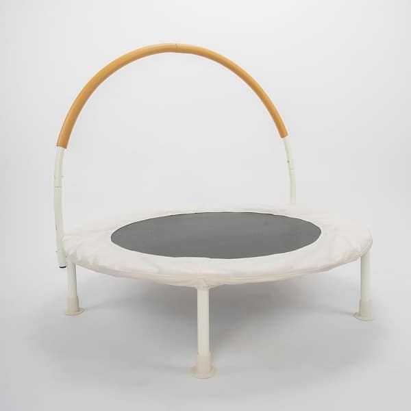 slide 2 of 9, 36 Inch Kids Bouncer Trampoline with Handlebar - Indoor Outdoor Toddler Mini Trampoline for Active Play