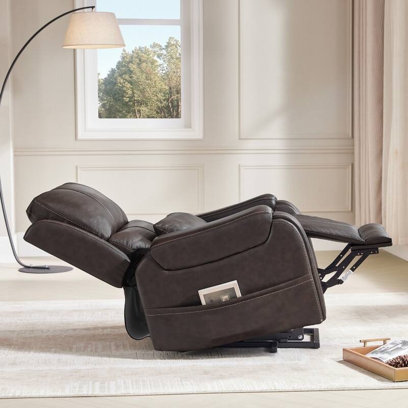 Spruce & Spring Leather Lift Recliner Chair for Elderly with Heat and Massage