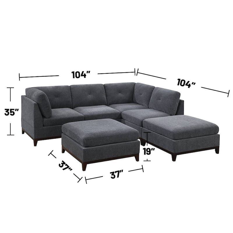 6 Piece Chenille Modular Setional