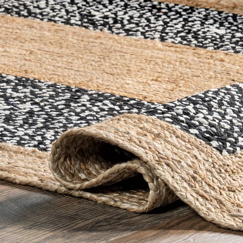 Nuloom Geometric Casual Natural Fiber Jute And Cotton Token Area Rug