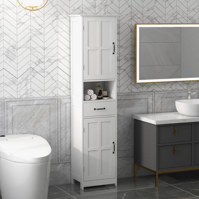 Corner Cabinet with Sliding Drawer Storage Cabinet Clothes Cabinet - White